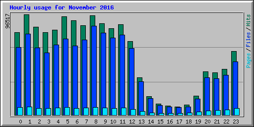 Hourly usage for November 2016